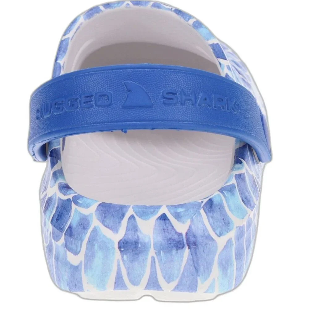 Rugged Shark BIG GIRL Clogs SIZE 4 Blue Pattern Waterproof NEW